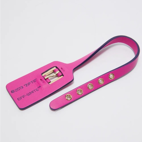 off white leather zip tie